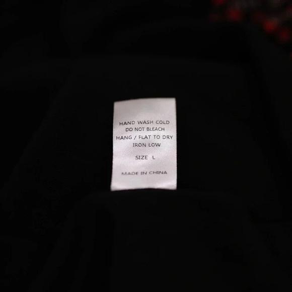 ACOA Black Red Floral Wrap Dress Ruched Sleeves L Gothic Witchy Whimsigoth Vamp - Picture 9 of 9